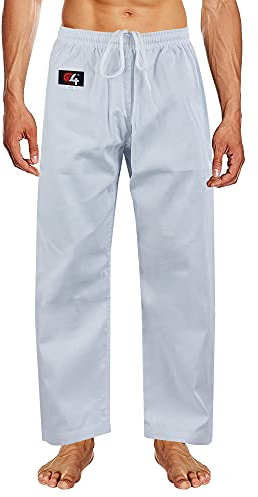 G4 Vision Adult Karate Trousers Martial Arts Student Karate Suit GI Aikido Pant Kung Fu (000/110 cm, White)