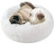 Katzenbett Hundebett Flauschig Waschbar rund Katzenkissen Hundekissen Plüsch Haustierbett Donut Hundekorb Katzenkorb für Katzen und kleine mittelgroßen Hunde (70CM, Weiß)
