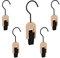 Relaxdays 20 x Klemmhaken gummiert, Kleiderklammer mit Haken, für Tücher, Mützen, Klammerhaken Set aus Holz & Eisen, schwarz-Natur