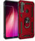 JOYTAG Hülle für Xiaomi Redmi Note 8 handyHülle+ Gehärtetes Glas Schutzfolie Silikon TPU 360 Grad Drehring aus Halter magnetisch Autotelefon case-Rote