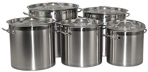 Olla de acero inoxidable con borde reforzado y tapa, diámetro 60 cm, altura 60 cm, 169,6 litros