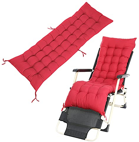 Colorful Liegestuhl Baumwolle Sitzkissen, 160X50CM, Gartenstuhl Auflage Relaxsessel Sitzpolster, Nicht leicht zu verformen,Weich und bequem Lounger Cushion für Liege Gartenmöbel Patio (Rot)