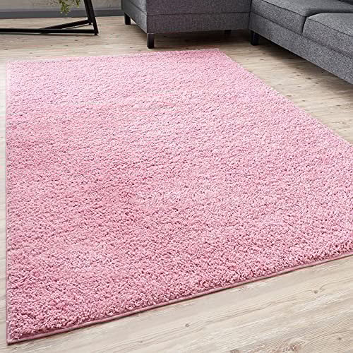 THE RUGS Living Room Rug - Shaggy Soft And Elegant Carpets For The Bedrooms And Kitchen, Easy To Clean, Many Different Sizes (200x290 cm, Pink)