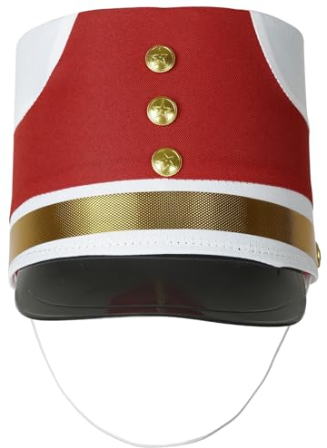 iEFiEL Marschband Hut Nussknacker Trommel Major Spielzeug Soldat Kapitänsmütze Verkleidung Fasching Karneval Mottoparty Marine Kapitän Accessoires B Rot One Size