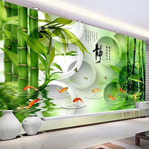 YXTSmurals Papier Peint Mural 3D Vert Mode Plante Bambou Papier Peint Intissé Trompe L'Oeil Tapisserie Photo Auto-Adhésif Poster Tableaux Muraux Décoration Murale