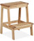 Relaxdays Tritthocker Walnussholz, 2 Stufen, Trittschemel Kinder, bis 60 kg, HBT: 47x38x38 cm, Pflanzenhocker, Natur
