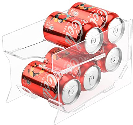 Soda Can Organizer for Mini Fridge, 9'' Acrylic Rolling Can Organizer Dispenser, Auto Beverage Can Holder Rack, Can Storage Organizer, Can Drink Holder for Canned Food Beer 12oz Standard Cans