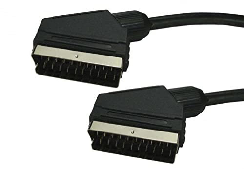 Premium Scart-Kabel, voll verdrahtet, 21-polig, RGB, Sky, TV, DVD, goldfarben, kurz, 3 m