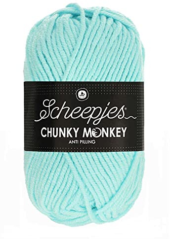 Scheepjes Chunky Monkey Aran Weight Yarn | 100g Ball | Anti-Pilling Acrylic | Soft & Hypoallergenic for Knitting and Crochet Blankets, Toys & Garments (1034 Baby Blue)