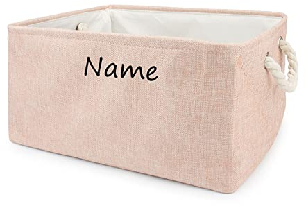 TONYFY Aufbewahrungsbox für Hundespielzeug, mit Personalisierbarem Namen des Haustieres, Behälter für die Organisation von Hundekleidung, Hunde Katzen zubehör und Haustierbedarf (Rosa)