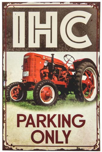 Wetterfestes Traktor Parkplatz Hinweisschild - Parking Only passend für IHC Traktor, Trekker, Bulldog Liebhaber, Sammler und Schrauber, 30x20 cm