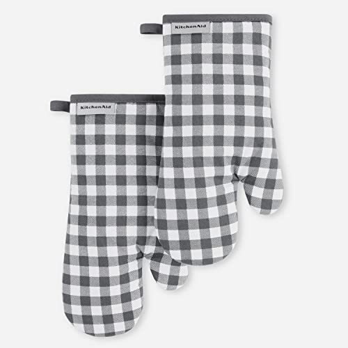 KitchenAid Ofenhandschuh, Gingham-Muster, 2er-Pack, Anthrazit, 17,8 x 33 cm
