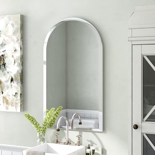 Biznest Frameless Wall Mounted Mirror Home Decor Modern Frame Less Wall Mirror For Bathroom Bedroom Living Room Pick Yours Size (50X70Cm Arched Shape)