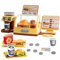 COO11 25pcs Kids Cash Register Playset with Sound POS Machine and Cashier Counter, Pretend Play Burger Shop, Restaurant Role Play Food Accessories, Educational Toy for Toddlers Ages 3+