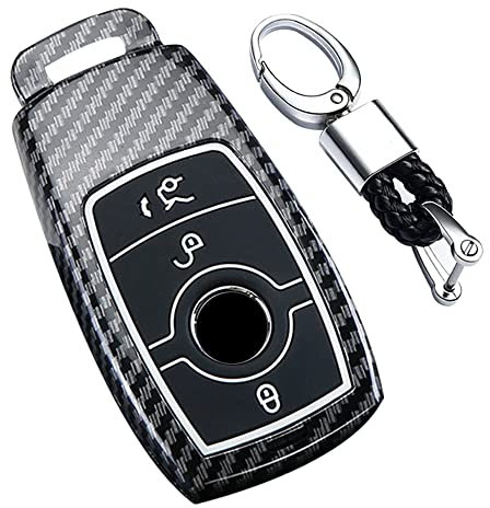 KUNIO Coque de clé Compatible avec Mercedes Classe E S A CLA GLA GLE GLC GLK E43 E400 X167 E300 E320 AMG GLS Housse de Protection ABS Porte-clés de Voiture 3 Boutons Noir