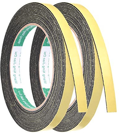 QUARKZMAN 10mm W 1mm T 16.4 Pies Espuma Sellado Cinta x 2uds Auto Adhesivo EVA Burletes Sonido Prueba Sello Tira para Puertas Espacio Bloque