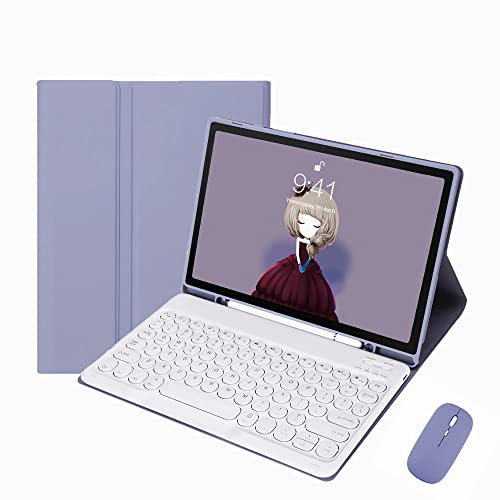 CLALOC Tastiera Custodia per Samsung Galaxy Tab A8 10,5 Pollici 2022 con Mouse, Tastiera Bluetooth Staccabile Tastiera Wireless Inglese + Italiano Tablet Cover con Portamatite,Dark Purple
