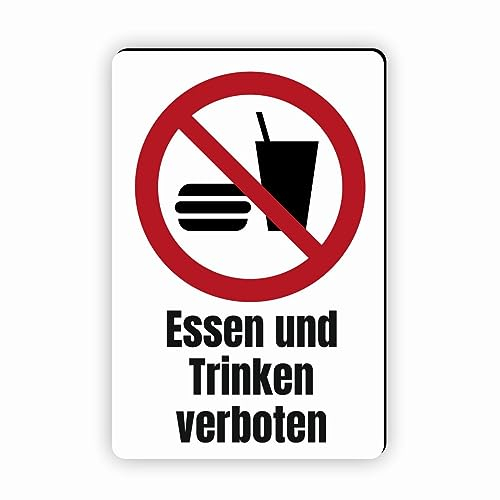 Verbotszeichen/Verbotsschild Essen und Trinken verboten (P022) - zum markieren von Verbotszonen nach DIN EN ISO 7010