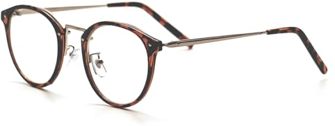 KAEOISFU Vintage Rund Lesebrille 2,0 für Damen, Retro Metall Blaulichtfilterung Computerleser, Lesehilfe Gegen Augenermüdung Leser Brille