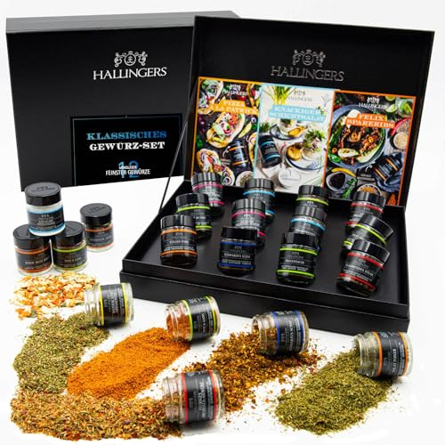 Hallingers Klassisches Gewürz-Set - No. 2 - Gewürz Geschenkset handmade, 12 Gewürze aus aller Welt (Set) - Geschenk im Sommer & als perfektes Grillgeschenk | Neues Zuhause Glückwünsche Freundschaft Ge