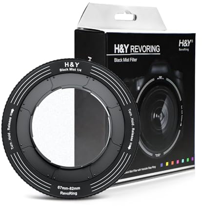 H&Y RevoRing 1/4 Black Mist Filter, 2 in 1 Variable Lens Filter with Adjustable Adapter Ring for 67mm 77mm 82mm Camera Lens, Pro Mist Diffusion for Cinematic Video and Portrait Photography