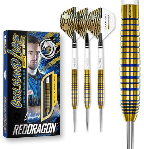 RED Dragon Luke Humphries TX3 Gold SE 22 Gramm Premium Wolfram Steeltip Dart Set mit Flüge und Schäften