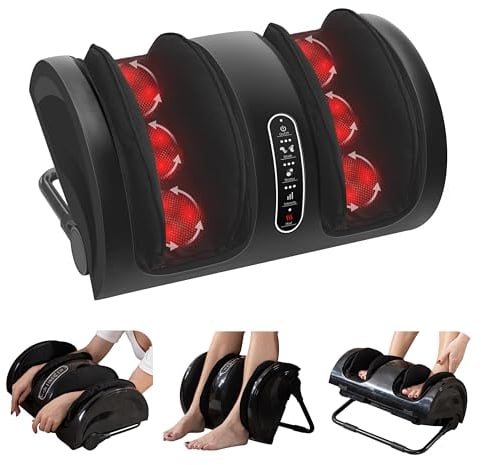 Snailax Shiatsu-Fußmassagegerät mit Wärme, Wadenmassagegerät zur Schmerzlinderung, Beinmassagegerät elektrisch mit Kneten und Rollen, Geschenke für Männer Väter Frauen
