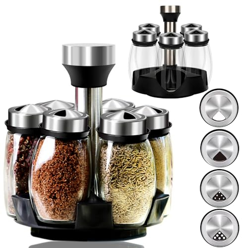 Aiareozy Botes Especias Cristal, Botes Especieros Para Cocina, Especias para Cocinar, Frascos de Vidrio con Tapa, Tarritos de Cristal Pequeños con Tapa, Spice Rack para Salero y Azucarero