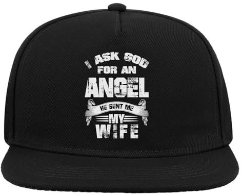 Atspauda I Ask God for an Angel He Sent Me My Wife 5 Panel Snapback Visera Plana Gorra de Béisbol Negro, Negro, Taille unique