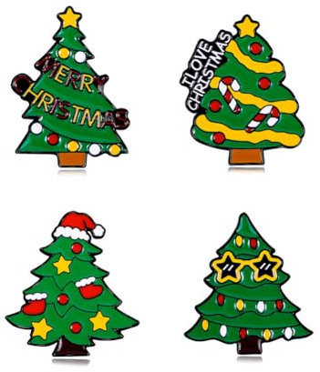 Christmas Tree Enamel Pins Merry Christmas Badge Brooches Xmas Tree Enamel Brooch Pins for Women Men for Clothing Bags Hat Accessory DIY Crafts