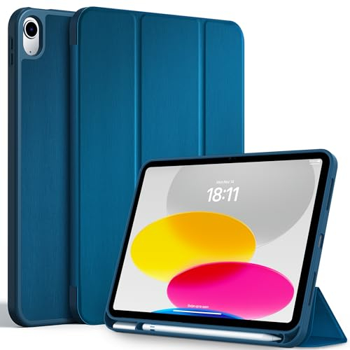 CACOE Funda Compatible con iPad 11.ª Generación (A16) 11 2025 / iPad 10.ª Generación 10.9 (2022) (A2757/A2777), Funda Trasera Transparente Ultrafina con Portalápices,Azul Eléctrico