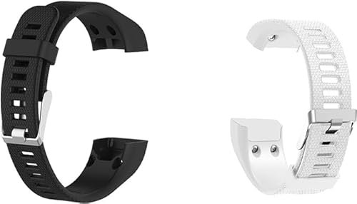 Lot de 2 bracelets compatibles avec Garmin Vivosmart HR+ - Bracelet de rechange étanche en silicone pour montre Garmin Vivosmart HR+ - Pour homme et femme