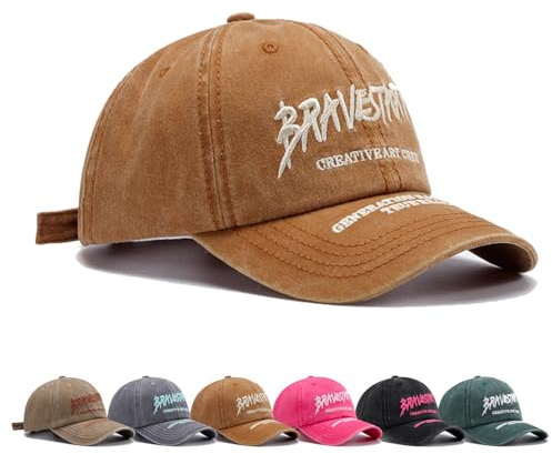 Siribelle Cap Damen Vintage Basecap Damen Verstellbar Baseball Cap Baumwolle Damen Baseballkappe für Golf Tennis Running Gelb