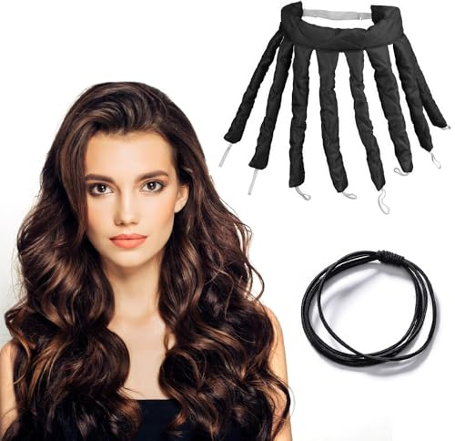 STCRERAG Heatless Curlers Headband Locken ohne Hitze Octopus Hair Curler Dauerhaft Heatless Curl Band 53 * 27cm Locken Haarband Zum Stylen von lockigem Haar (Schwarz)
