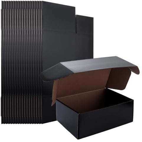 ASelected 30 Pack Shipping Boxes, Corrugated Cardboard Mailing Box,9X6X4In (230X150X100Mm) Gift Boxes For Packaging, For Posting Mailing Small Business, Black