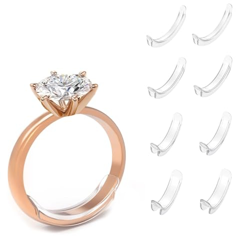 8 Stück Ringgrößenversteller für Lose Ringe, Ringverkleinerer, Verkleinern Zu Groß Ringeinlage mit 1 Klebepflaster, Für Jede Ringgröße Unsichtbarer Ringschutz für Männer Und Frauen