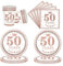52P Rose Gold Tableware Set for 50th Birthday Table Decor,Rose Gold 50th Paper Napkins Cups and Paper Plates,Rose Gold Dinnerware 50th Celebration Decor Her 50th Anniversary Party Napkins Cups Plates