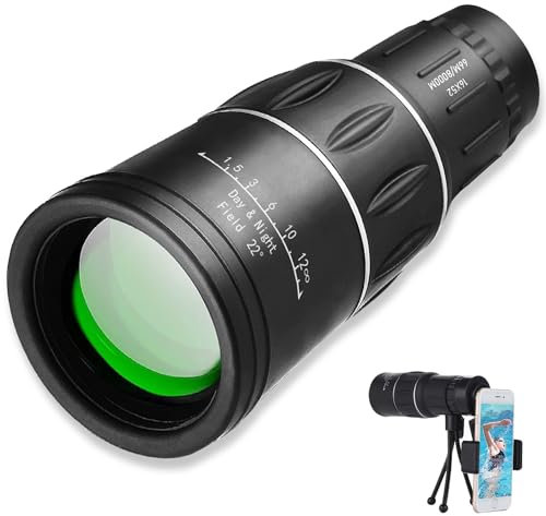 Telescopio Monocular, Monocular de 16 x 52, Telescopio Terrestre para Teléfono Movil, Telescopio Monocular de Alta Potencia, Monoculares Compactos para observación de Aves Viajes Caza