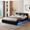 LATICO Polsterbett Doppelbett 140x200 cm, LED-Bett, Bettgestell mit Lattenrost, Flachbett Rückenlehne Bett Jugendbett Gästebett Kinderbett, Ohne Matratze, PU-Kunstleder (Schwarz)