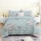 Linfye Bettdecke 240x220 cm, Blauer Blumendruck Bettdecke 220x240 4 Jahreszeiten, Rosa Rosen Steppdecke Waschbar Bettdecken, Vierjahreszeiten Schlafdecke Ganzjahresdecke mit 2 Kissenbezug 80x80cm