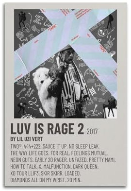 Lil Album Uzi Vert Luv Is Rage 2 Musikalbum Poster Leinwand Kunstdruck Popmusik Album Druck Kunstalbum Wohnzimmer Zuhause Dekorative Kunst 30 x 45 cm Unframe-style-9