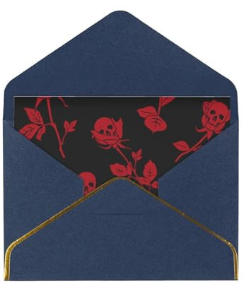 Blanko-Karten und Umschläge, Totenkopf-Rose, Geburtstagskarten, Weihnachtskarten, Halloween, Dankesbriefe, Ermutigungskarten