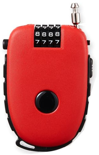 Einziehbares Kabelschloss, Fahrradschloss Zahlenschloss mit 75cm Drahtseil, 4-Stellig e Scooter Schloss, Schloss zur Sicherung von Skiern, Helm, Kinderwagen und Gepäck