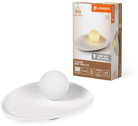 LEDVANCE Decor Plaster Nest dekorative Tischleuchte aus Gips, mit G9 Stecksockel, IP20, weiß