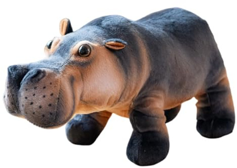 LICHENGTAI Nilpferd Plüschtier, Realistische Nilpferd Plüsch Spielzeug Simuliertes Tier Kuscheltier Flauschiges Stofftier Nilpferd Plüsch Tier Puppe Süße Dekoratives Kissen für Kinder Erwachsene