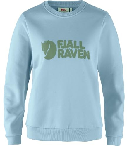 Fjällräven Damen Logo Sweatshirt, Breeze Blue/Patina Green, XXS