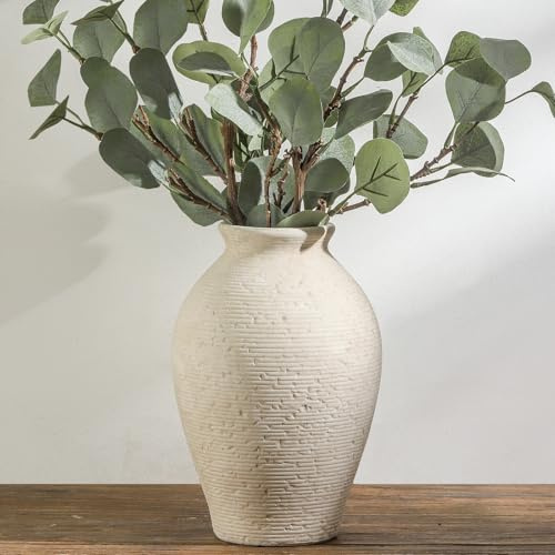 Vanselia Ceramic Flower Vase Home Decor - Large Farmhouse Table Vases Rustic Vintage Living Room Kitchen Bedroom Decorations for House Book Shelf Office Coffee Desk Dining Fireplace (9 Rustic)