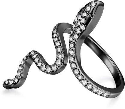 Josfeva Silber Schlangen Ringe für Damen, Gotisch Vintage Punk Stil Ring | Verstellbar 50-65mm Offene Schlangenringe mit Cubic Zirkonia, Unisex Schlangenringe mit Geschenkbox Geschenk Geburtstag