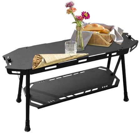 Moxeupon Tableau Pliable du Camp, Table de Camping Pliante, Racks de Rangement en Alliage en Alliage en Aluminium en Aluminium léger, Station de Cuisson Mince de Pliage Facile, Table de Cuisine pour