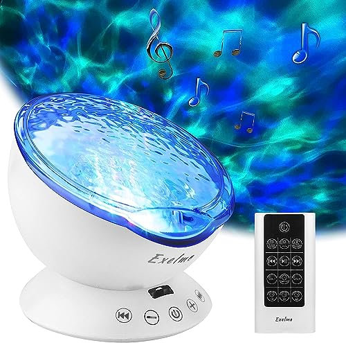Ocean Wave Lights Night Light Projector Sound Machine with Soothing Nature Noise Relaxing Light Show Color Changing Wave Effects Ideal for Kids and Adults Bedroom Living Room White
